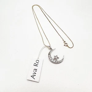 "Collar de plata esterlina 925 18"" nuevo con etiquetas colgante con dije Ava Ro Moon Star" - Imagen 1 de 12