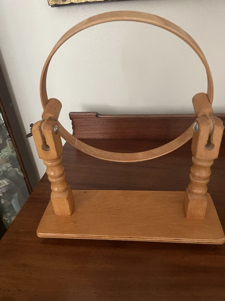 Vintage Wooden Tabletop Embroidery Hoop Stand 10 “ Made in England. READ - Image 1 of 4