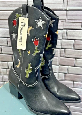 No Boundaries Cowboy Boots Womens 9 Novel Western Rodeo Zip Side Cowgirl NWT - Image 1 of 4