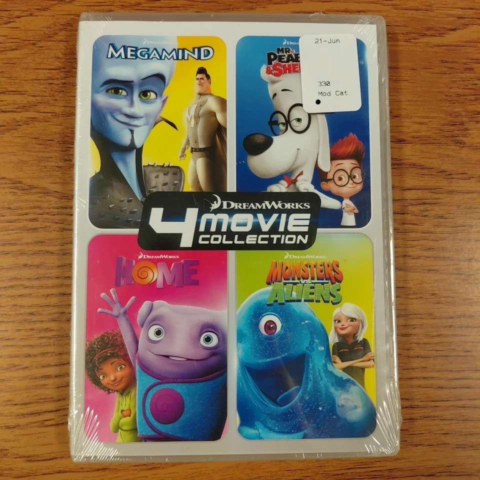 Dreamworks 4 Movie Collection (DVD, 2020) Megamind Home Mr Peabody & Sherman NEW - Image 1 of 4