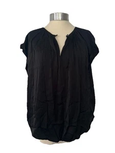 Camicetta nera in seta Velvet By Graham & Spencer con maniche ad aletta M UK 12-14 - Foto 1 di 15