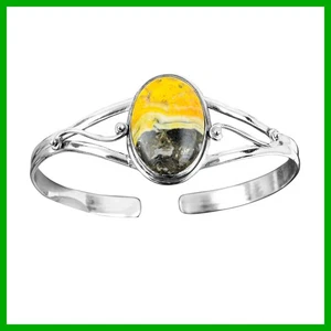 Friendship Day Sale 925 Sterling Silver Bumble Bee Jasper Stone Birthday Bangle - Picture 1 of 7