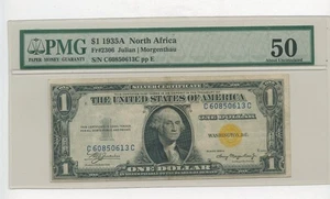 1935-A $1 North Africa Silver Certificate PMG 50 About Uncirculated - RK006 - Picture 1 of 2
