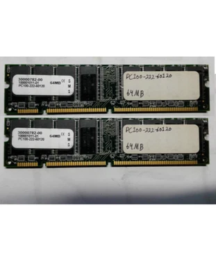 2Pcs 128Mb PC100 E222 ECC Unbuffered MHZ DDR1 RAM MEMORY (PC100-222-60120) - Image 1 of 3