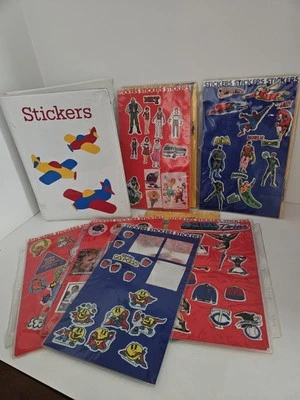Vintage 1980s Stickers - 10 Pages Back To Back. Puffy, Googly Eyes, Superheros - Image 1 of 4