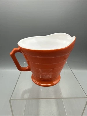 Vintage Hazel Atlas Platonite Moderntone Creamer Pitcher Orange Handled MCM - Imagem 1 de 4