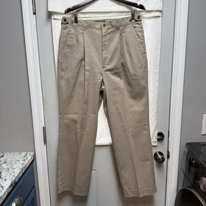 David Taylor Mens Pleated Adjustable Elastic Waist Classic Khaki Pants 36x30 NEW - Picture 1 of 13