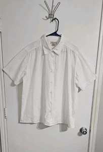  VTG Crossroads Eyelet Button Down Shirt 20W White Casual Minimalist Classic  - Picture 1 of 7