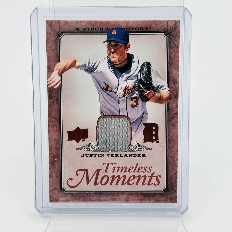 2008 Upper Deck A Piece of History - Timeless Moments Justin Verlander TM-20 Red - Image 1 of 3