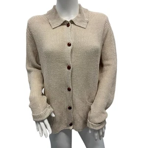 $225 NWT Poetry Délavé Linen Knitted Jacket in Pale Sand Cardigan Women’s US 14 - Picture 1 of 14