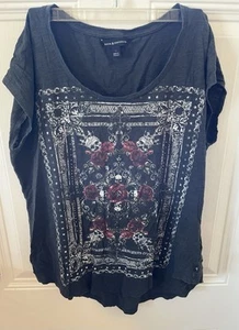 Women’s Top, Med. Cup Sleeves Blk & Red. By Rock & Republic - Picture 1 of 5