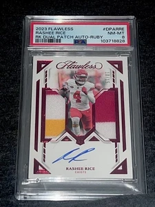 2023 Flawless Rashee Rice Rookie Doble 3 Colores Rubí Parche Automático #D/15 PSA 8 POP 1 - Imagen 1 de 4