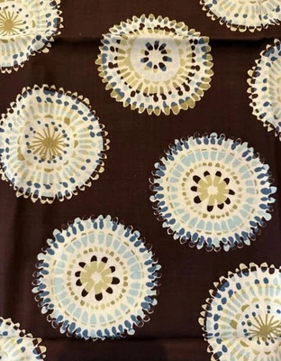 Habitat A Philosophy A Refuge Benartex Geometric Fabric Brown Blue 38 x 44” - Image 1 of 4