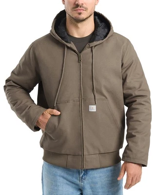 HISEA Men Full Zip Hooded Jacket Quilted Lining Active Jacket Work Coat Pockets - Image 1 of 4