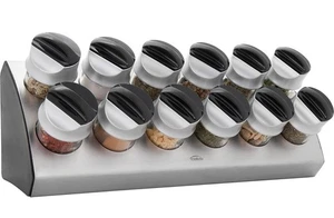 Trudeau Distinction 12 Bottle Wedge Spice Rack Stainless-Steel And Black New - Picture 1 of 6