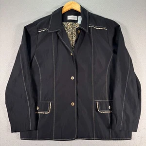 Alfred Dunner Blazer Jacket Womens 18 Plus Black Animal Print Overcoat Comfort - Picture 1 of 9