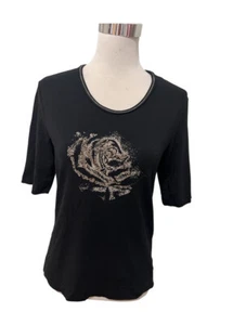 GERRY WEBER Vintage Black Embellished Tee. Size 10 UK 6 US. GUC - Picture 1 of 10