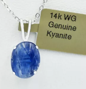 GENUINE 2.28 Cts KYANITE PENDANT 14K WHITE GOLD - Free Appraisal Service - NWT - Picture 1 of 4