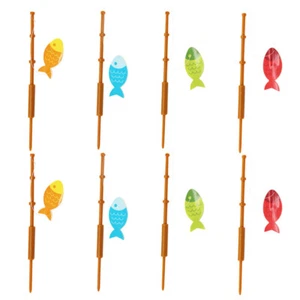 8PCS Fishing Rod Shape Cupcake Toppers Cake Decorations Table Decors Mixed Color - Picture 1 of 12