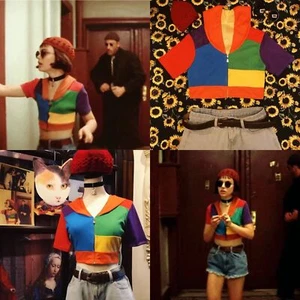 Película Leon Mathilda Camiseta Cosplay Colorida Patchwork Verano Mangas Cortas Prendas para el torso - Imagen 1 de 8