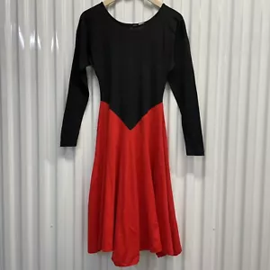 Vintage Betsey Johnson Tric Trac Punk Label Kleid Colorblock Baumwolle Schwarz Rot S - Bild 1 von 12