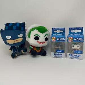 Funko SANTA JOKER + SCROOGE BATMAN Exclusive POCKET POP KEYCHAINS + PLUSHIES SET - Picture 1 of 20