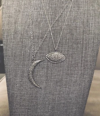 Colgante Pavé Diamante Mal de Ojo Chapado en Rodio 14 K Chapado en Oro Blanco con Cadena Foto 1 de 4