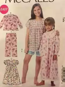 Sz. 3T-6 Nightgown 2 Pc Pajamas Pants Shorts Sewing Pattern McCall's M6831 Yoke - Picture 1 of 2