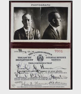 Frank Hamer Prohibition Agent ID PHOTO He Caught Bonnie & Clyde TEXAS RANGER - Picture 1 of 2