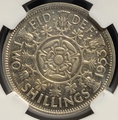 GREAT BRITAIN 1953 Elizabeth II Coronation PROOF 2S Two Shillings Coin, NGC PF63 - Image 1 of 4