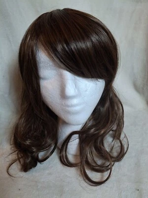 Peluca sintética rizada ondulada suave color castaño rojizo longitud media cabeza completa Foto 1 de 4