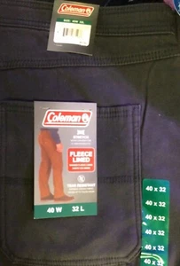 Coleman FLEECE LINDEN Stretch Tear Resistant Pants Men's 40/32 Black NWT 85$ - Picture 1 of 3