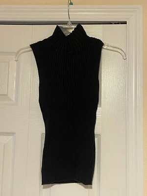 Willi Smith Black Sleeveless Turtleneck Sweater Size Small - Image 1 of 4