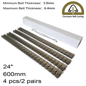 2 pairs 24" Scalloped Edge Conveyor Belt Repair Fasteners Staple Clipper Lacing - Bild 1 von 11