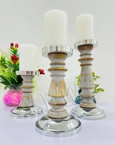 Candlestick Holders Set of 3 - Taper Rustic Candle Holders for Table Centerpiece - Picture 1 of 13
