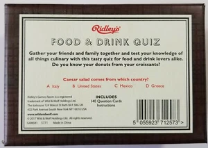 Games Room Ridley's Food and Drink Quiz Game Family Party Culinary Vintage A10/ - Imagen 1 de 5