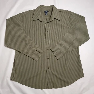 Camisa informal de manga larga con botones Dockers XL 17-17,5 a rayas verdes para hombre Foto 1 de 4