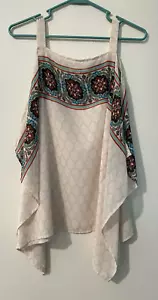 Umgee Womens Beige Off The Shoulder Boho Top Blouse Size Medium Lightweight Shee - Picture 1 of 7