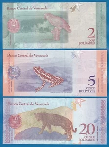 Venezuela 3 notes, 2 + 5 + 20 Bolivares P New 2018 UNC (Set # 1) - Picture 1 of 2