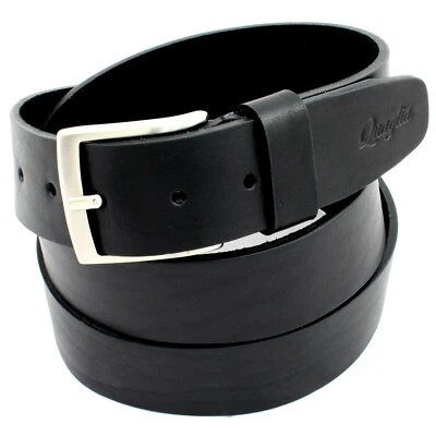 Cintura Nero Pelle Cuoio Vero Uomo Donna Artigianale Made In Italy 4 cm 4,0