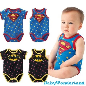 Baby Boys Girls Superman Batman Spiderman Superhero Jumpsuit Romper Size 0-2Y - Picture 1 of 8