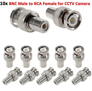 10x BNC Stecker auf Cinch Buchse Koaxialkabel Adapter Konverter Stecker CCTV Kamera - Bild 1 von 22