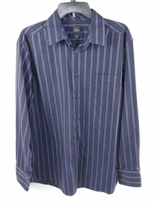 Billy London gestreiftes langärmliges geknöpftes schwarz lila Herrenhemd Größe Large - Bild 1 von 5