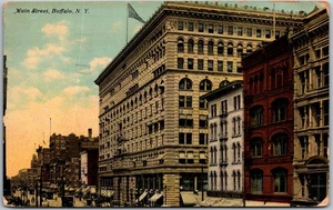 Tarjeta postal vintage vista de Main Street Old Cars Buffalo Nueva York H907 - Imagen 1 de 2
