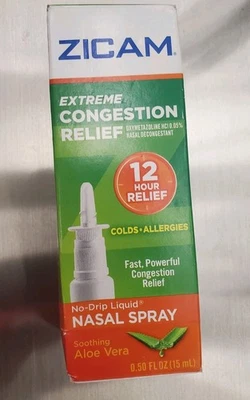 Nuevo spray nasal líquido sin goteo Zicam Extreme Alivio de la congestión con aloe. e12/27 Foto 1 de 4