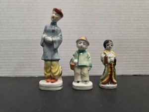Made In Occupied Japan Lot Of 3 Asian Figurines Glazed Painted 3 Inch 5 Inch - Picture 1 of 10