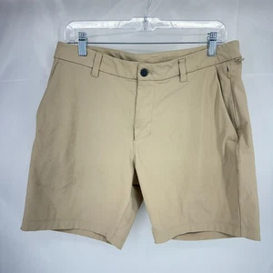 Lululemon Men 32 ABC Short Chino Khaki Beige Casual Everyday Performance STAINS - Picture 1 of 8