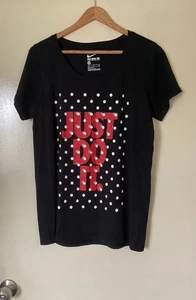 WOMENS NIKE BLACK/RED COTTON TEE SIZE M - Picture 1 of 6