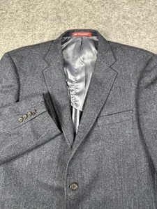 Hart Schaffner Marx Blazer Mens 46R Wool Herringbone Sport Coat Classic Made USA - Picture 1 of 16