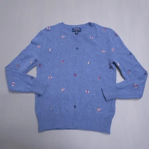 Polo Ralph Lauren Sweater Boys Size M 10-12 Blue Iconic USA Flag Nautical Preppy - Picture 1 of 9